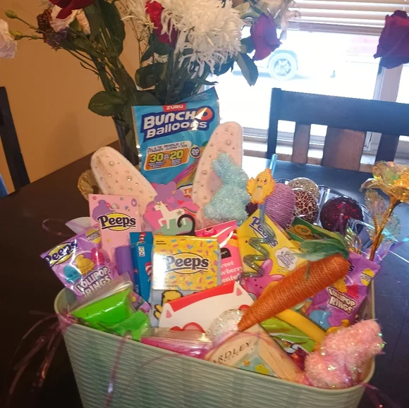 Easter Bunny Gift Basket with Assorted Treats Girls Easter Basket - Picture 3 of 4